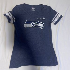 Majestic Blue Seahawks Merch Baseball Style Tee
